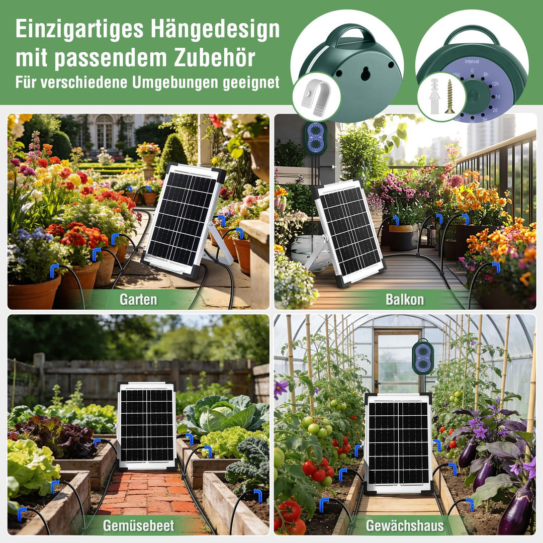 Solar Bewässerungssystem für 30 Topfpflanzen mit 35M Tropfschlauch | Automatische Bewässerung, Auto