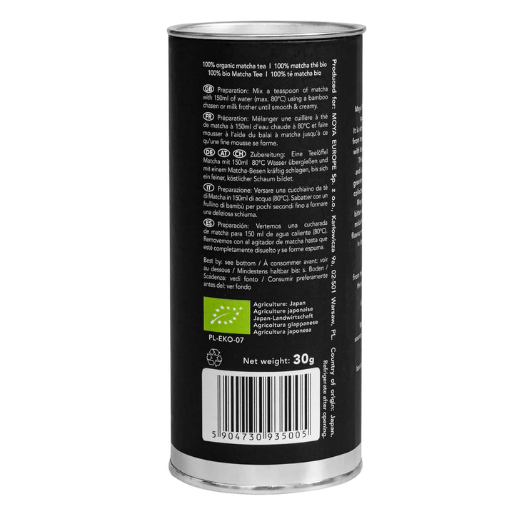 Organischer Moya Matcha Tee Set Pulver Grün | BIO 30 g Premium Klasse (I) | Verpackung + Matcha-Scha