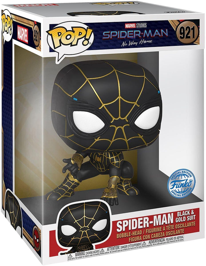 Funko POP! Jumbo: SM: Spider-Man Black & Gold Suit - Spiderman No Way Home - Vinyl-Sammelfigur - Ges