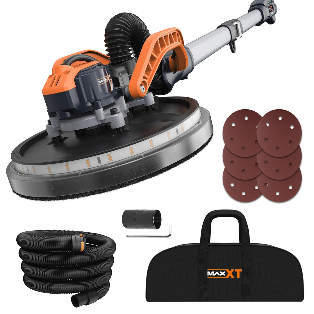 MAXXT Brushless Trockenbauschleifer, 600-1200 U/min,LED-Licht， 550W, 215mm Pad, 360° LED-Licht & Gan