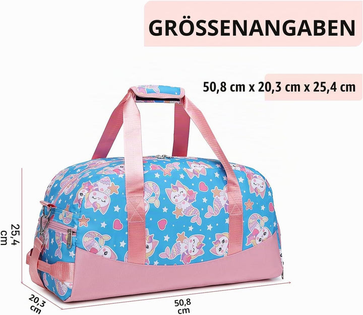 Lmwzh Kinder Sporttasche Reisetasche mitSchuhfach Turnbeutel wasserdichte Schwimmtasche (Meerjungfra