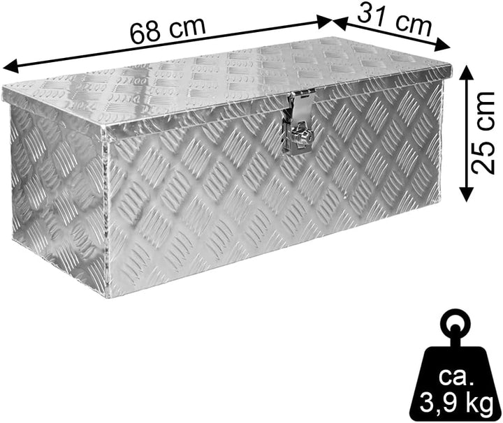 Trucky Truckbox, Deichselbox Aluminium, Anhängerbox 15 Grössen, Werkzeugkiste mit Schloss und Schlüs