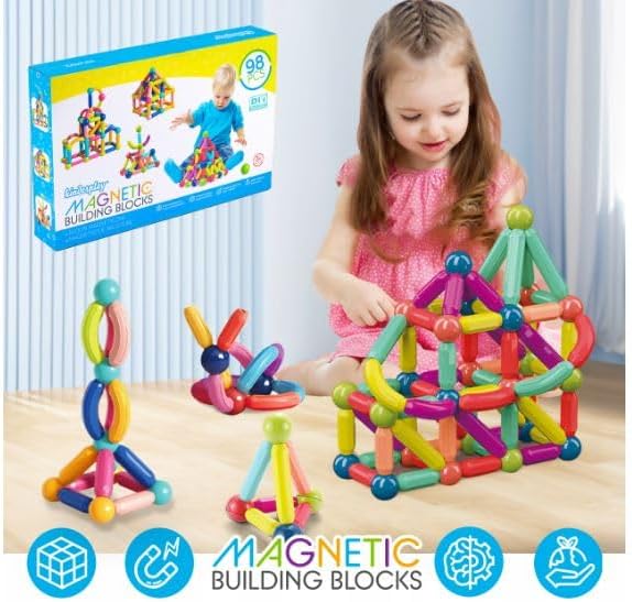 Kinderplay Grosses magnetischen Bausteinen und Stangen Spielzeugset KP4192