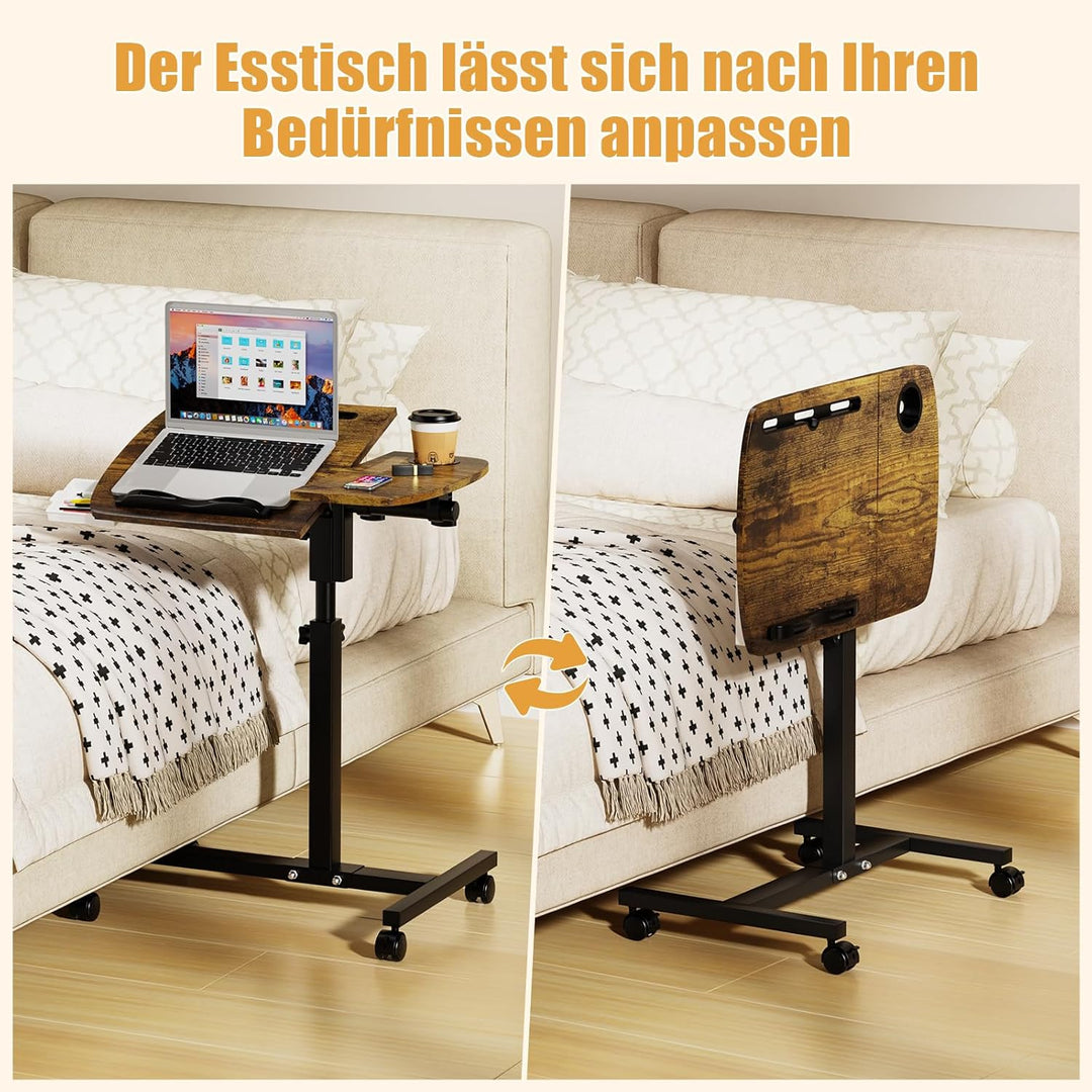 Beistelltisch Mit Rollen, 60x40cm, Mobiler Stehpult, Beistelltisch Laptoptisch mit Rollen, Mobiler S