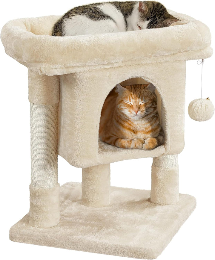 Yaheetech Kratzbaum 60 cm Kleiner Katzenkratzbaum, mit Katzenhöhle Plüsch Sisal, Katzenbaum Katzenmö