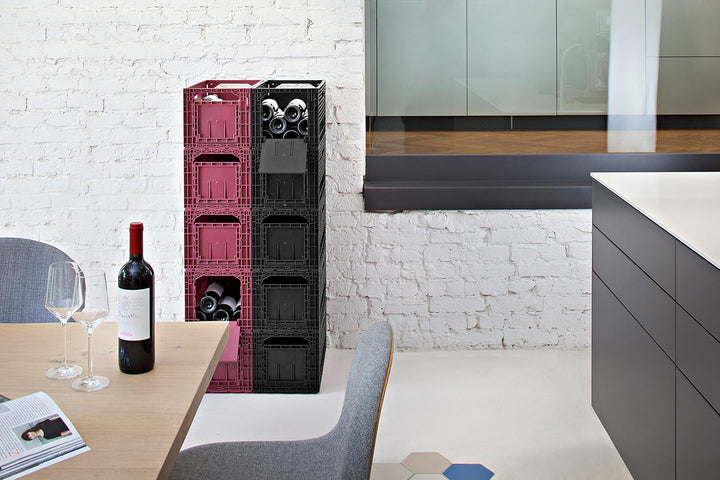 6er Set WEINBOX-Das Flexible Weinregal, Kunststoff, weinrot, 48.5x26.6x24.7 cm Weinrot 48.5x26.6x24.
