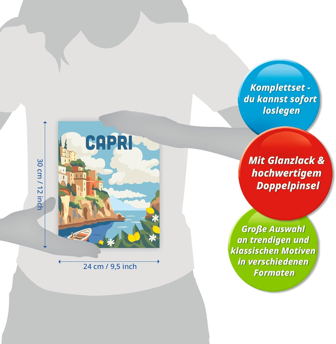 Ravensburger CreArt 25893 - Capri - Malen nach Zahlen Erwachsene, DIY Malset mit Pinsel und Acrylfar
