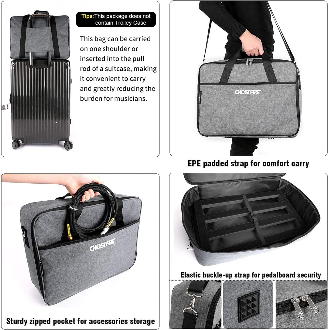 Ghost Fire SPL-03 Gitarren-Pedalboard, Aluminiumlegierung, 600 g, superleicht, 42 x 30 cm, mit Trage