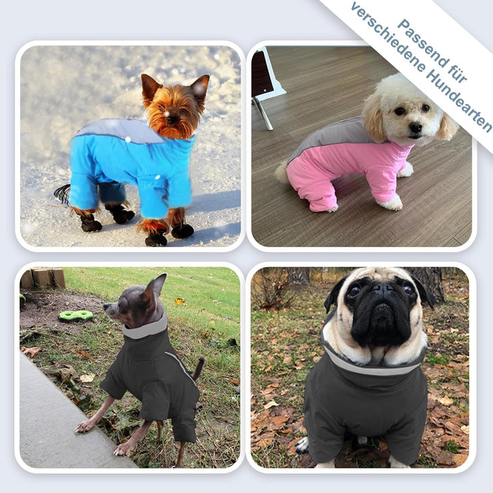 Hundejacke Hundemantel Wasserdicht Fleece gefüttert Warme Winterjacke Hunde Bekleidung für Winter He