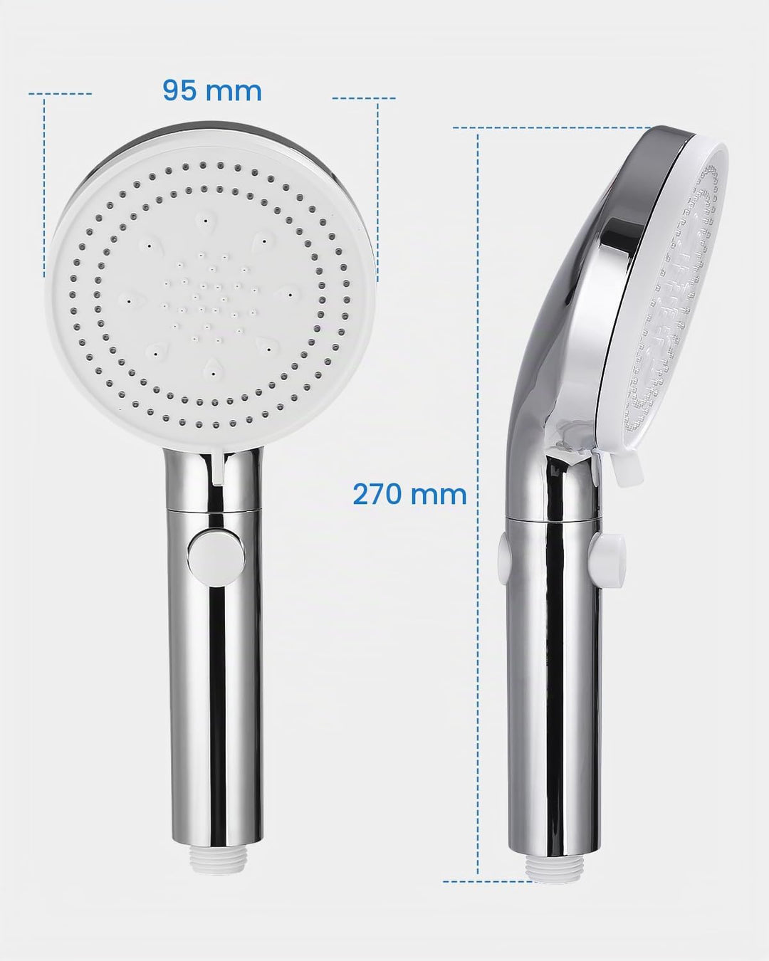 Duschkopf, 6 Strahlarten Wassersparend, Duschbrause Handbrause, Shower Head, Silber