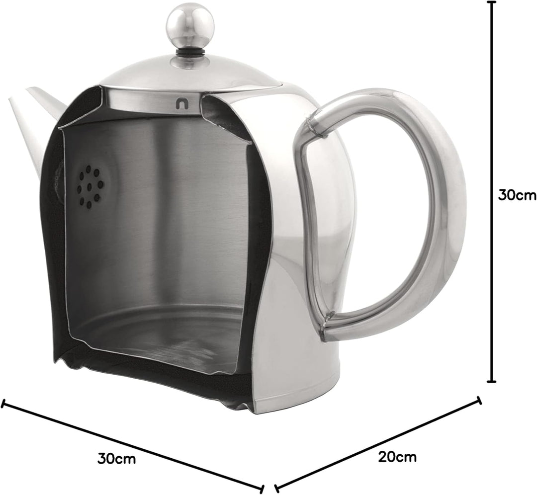 Bredemeijer kleine bauchige doppelwandige Edelstahl Teekanne 0.5 Liter Edelstahl 11.6 x 17.6 x 13.1