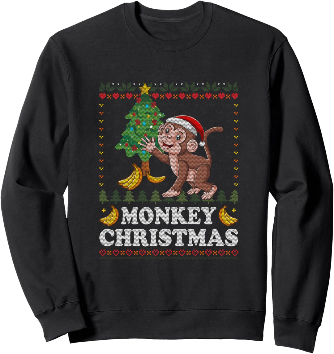 Monkey Christmas Affe Banane Ugly Christmas Sweater Sweatshirt