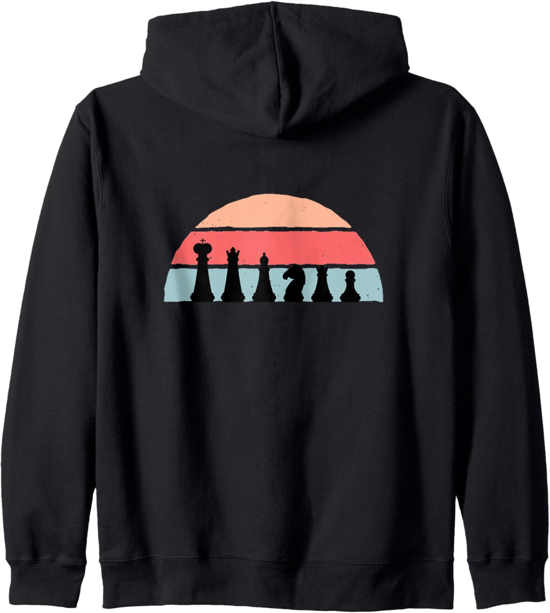 Schachfiguren Turm König Nacht Retro Vintage Sonnenuntergang Kapuzenjacke