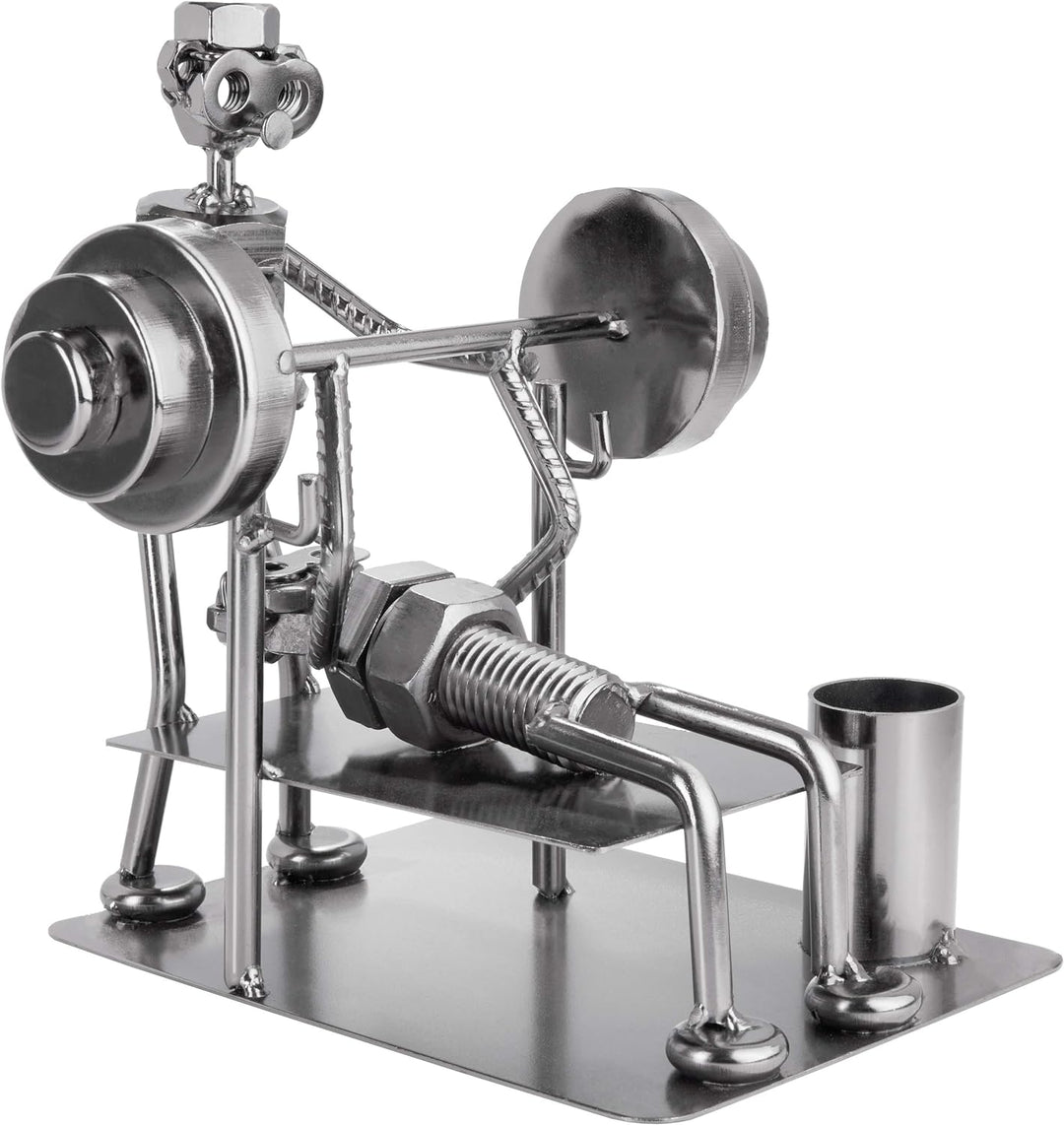 BRUBAKER Schraubenmännchen Bodybuilder Bankdrücken - Handarbeit Eisenfigur Metallmännchen - Metallfi