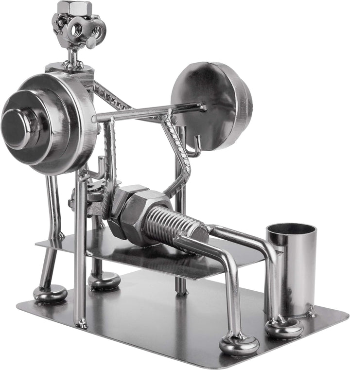 BRUBAKER Schraubenmännchen Bodybuilder Bankdrücken - Handarbeit Eisenfigur Metallmännchen - Metallfi