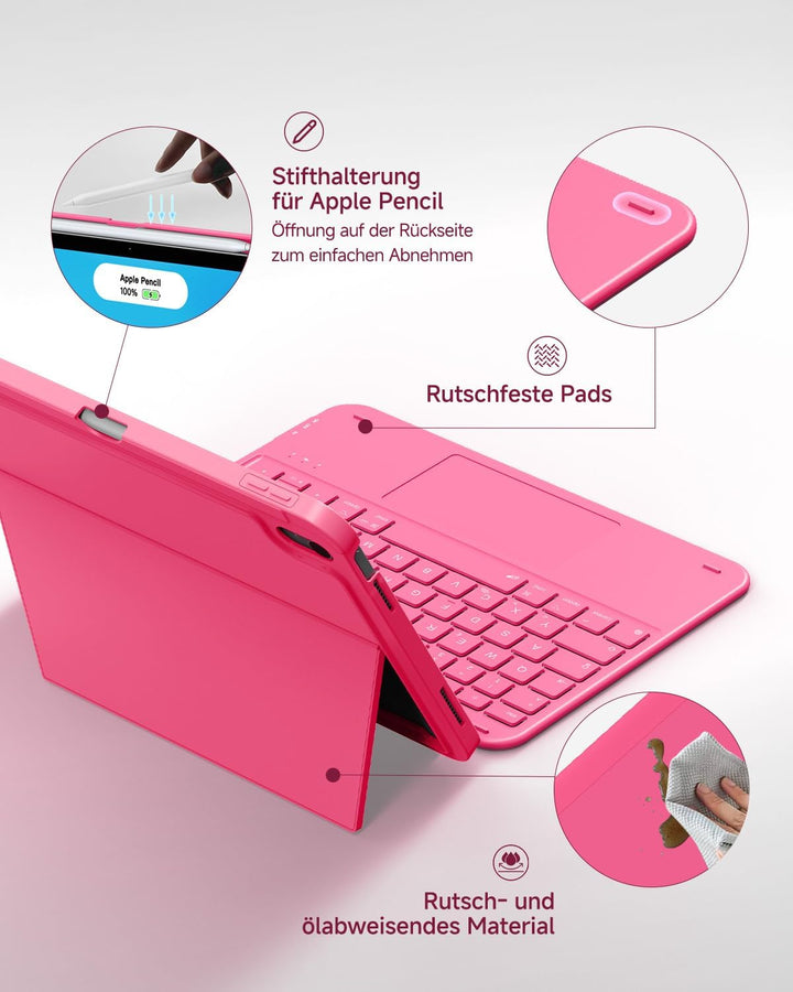 CACOE iPad 11 Hülle mit Tastatur (A16) 2025 & iPad 10. Generation 10,9 Zoll, Magnetisch Abnehmbare K