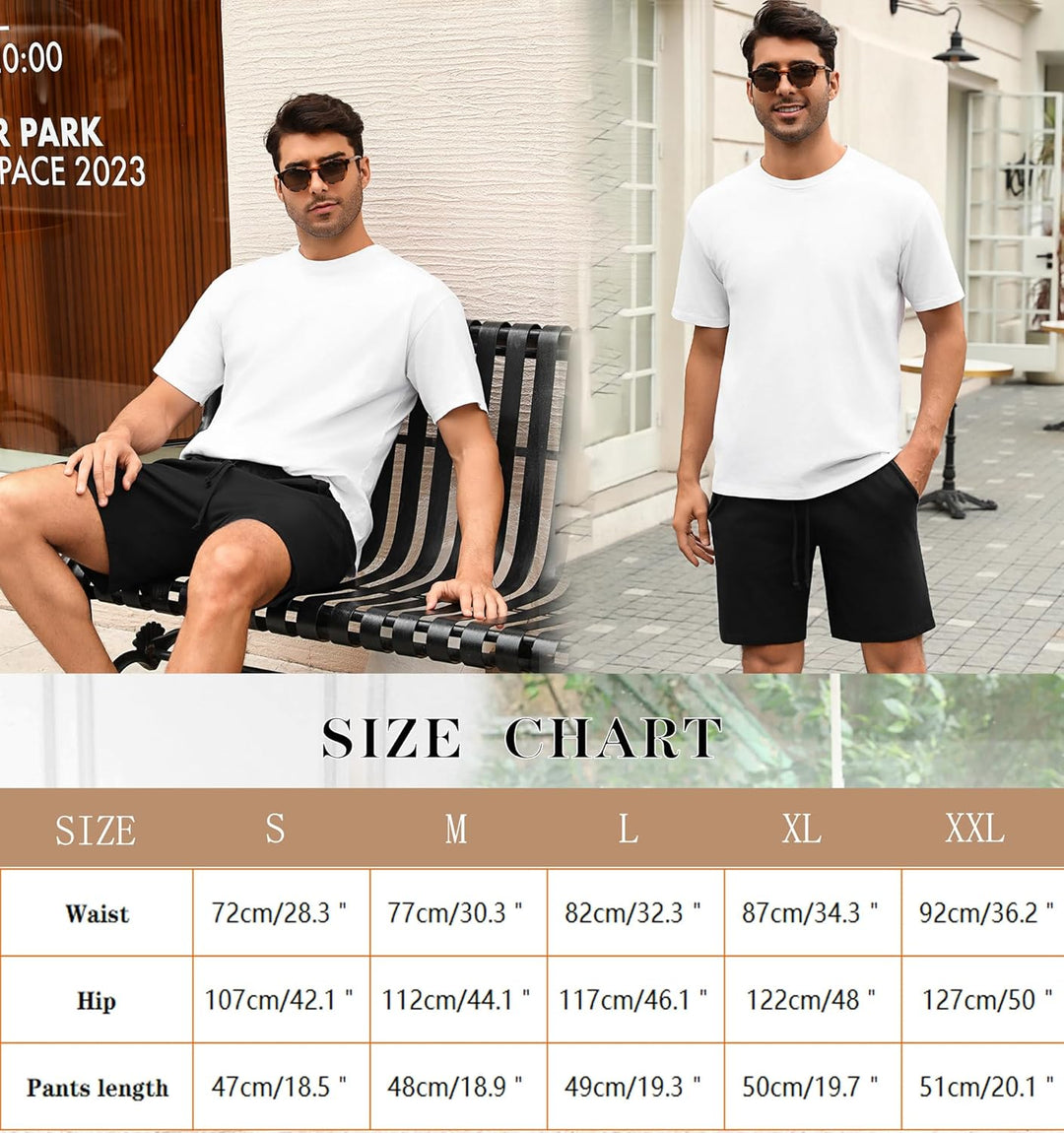 Irdcomps Herren Schlafanzughose Baumwolle Kurz Pyjamahose Schlafhose Schlafshorts Sommer Bermudahose