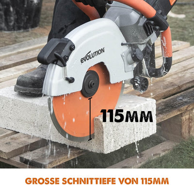Evolution R300DCT +, 300 mm Betonsäge - 2400W Motor, kein Benzin, 115 mm Schnitt, inkl. Premium Diam