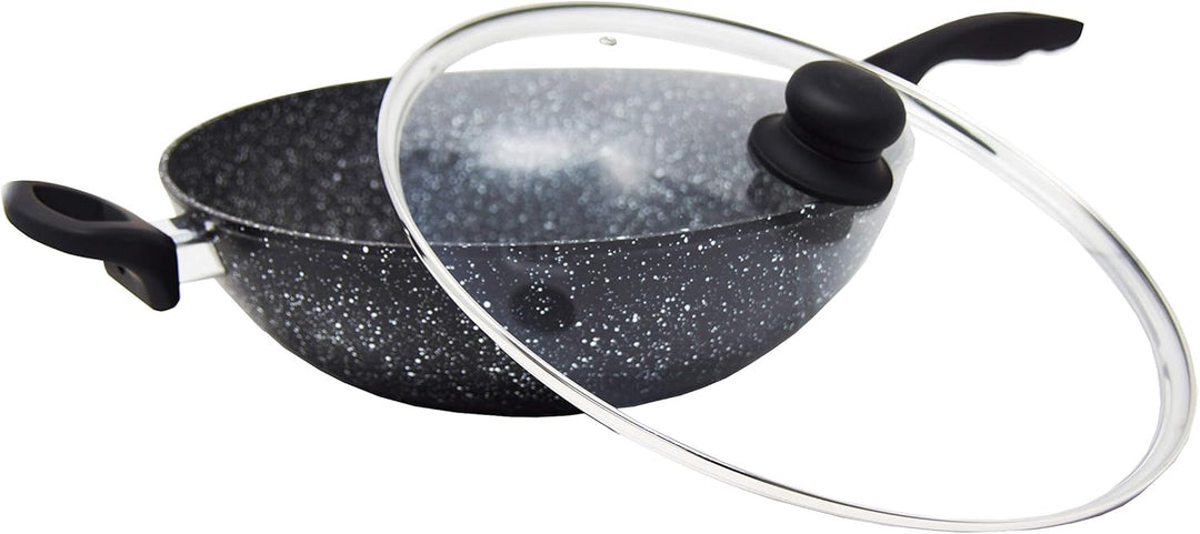 Westinghouse Black Marble Wokpfanne Ø32 cm, Mit Deckel, Induktion & Alle Herdarten, PFOA-Frei, Non S