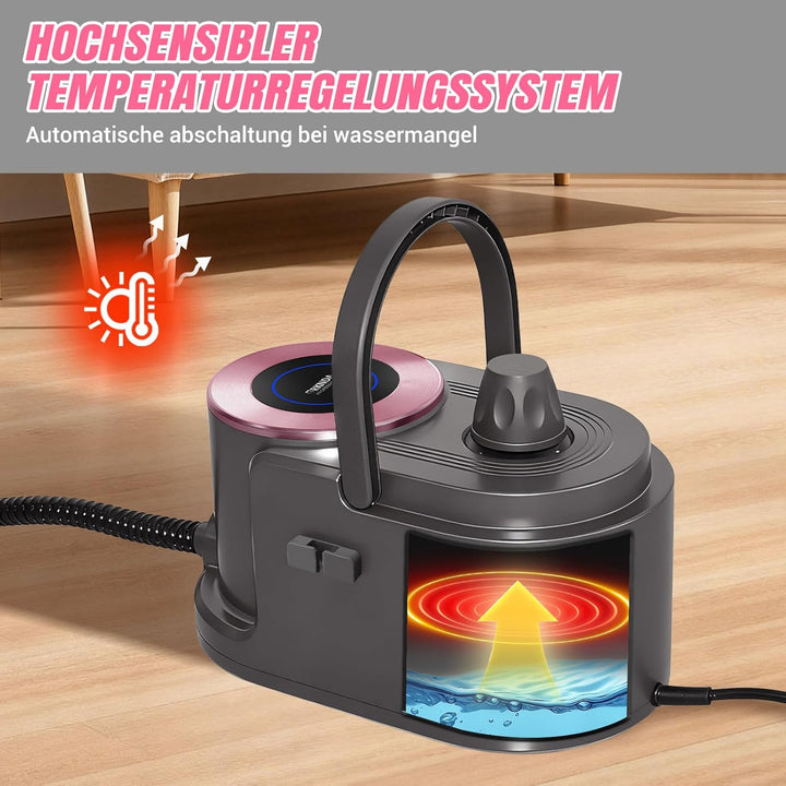2000W Dampfreiniger, 5Bar Hochdruck Dampfreiniger Handgerät, Steam Cleaner mit 11 Zubehör, 40Min Lau