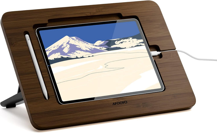 AFOOYO Bambus-Tablet-Ständer – tragbar und verstellbar, 5 Winkel, Laptop-Erhöhung, Buch-Leseständer,