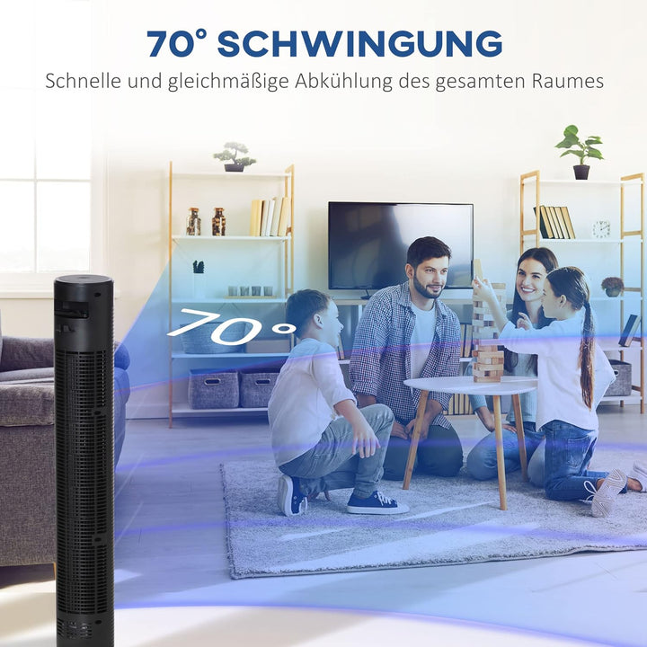 HOMCOM 3 leise Geschwindigkeitsstufen Turmventilator mit Fernbedienung, Säulenventilator mit Timer-F