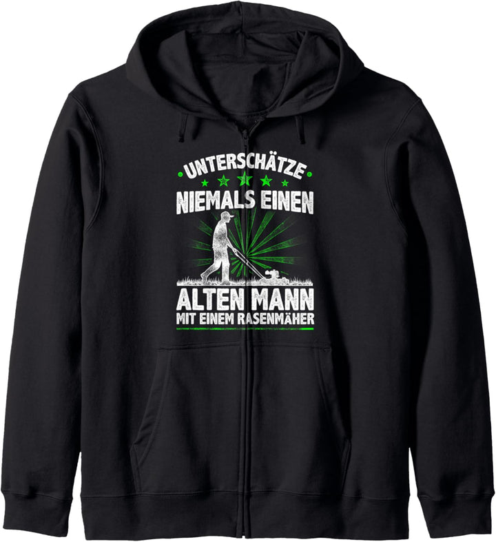 Gärtner Unterschätze Niemals Einen Alten Mann Mit Rasenmäher Kapuzenjacke