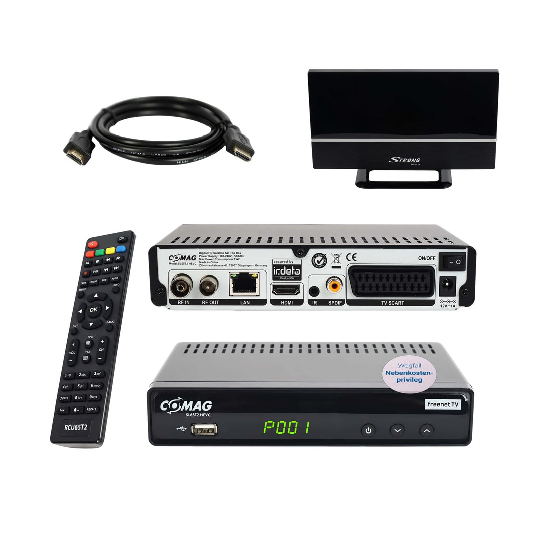 COMAG SL65T2 DVB-T2 Receiver, Freenet TV (Private Sender in HD), PVR Ready, Full-HD, HDMI, SCART, Me
