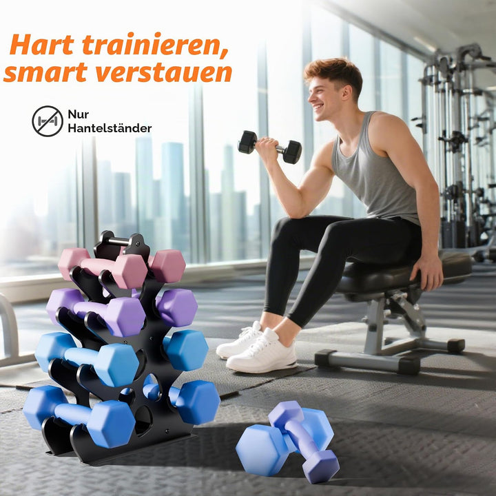 Hantelständer (Hanteln nicht im Lieferumfang enthalten) mit weichem Gummischutz, ergonomischem Griff