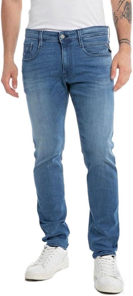 Replay Herren Jeans Anbass Slim-Fit mit Power Stretch 30W / 30L Dark Blue 007-4, 30W / 30L Dark Blue