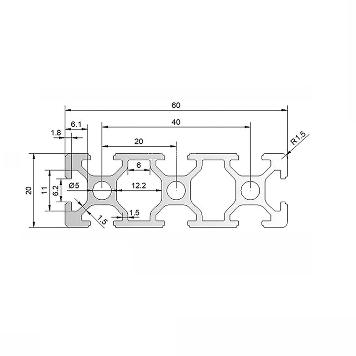 Coavoo AluProfil 2060 Alu Profil 300mm T Typ Schwarz Aluminium Profile 20x60 Europäischer Standard E