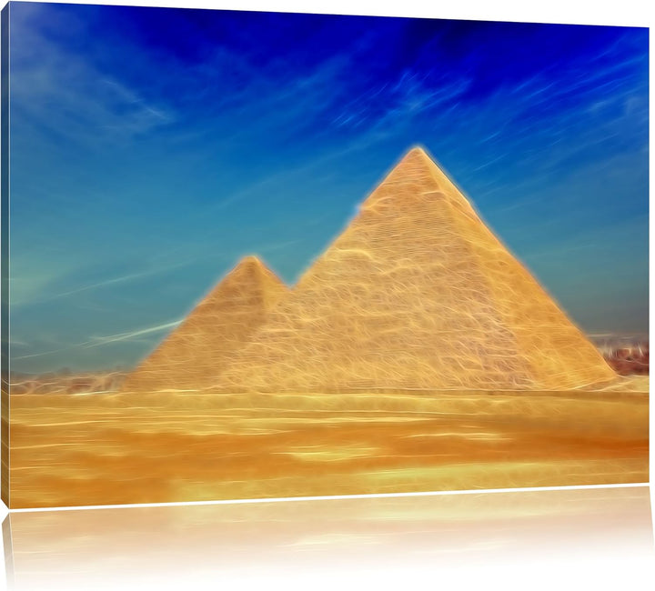 Pixxprint Pyramiden von Gizeh in Ägypten als Leinwandbild/Grösse: 100x70 cm/Wandbild/Kunstdruck/fert