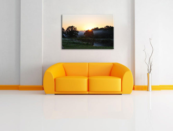 Pixxprint britische Landschaft auf Leinwand, XXL riesige Bilder fertig gerahmt mit Keilrahmen, Kunst