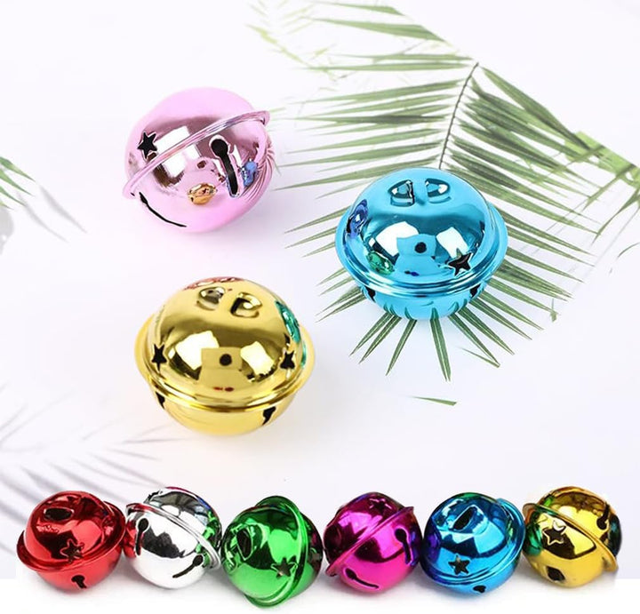 50 Stück 40MM Gross Metallglöckchen Schellen Glocken Bunt Glöckchen Glocke Mehrfarbig Anänger Glocke