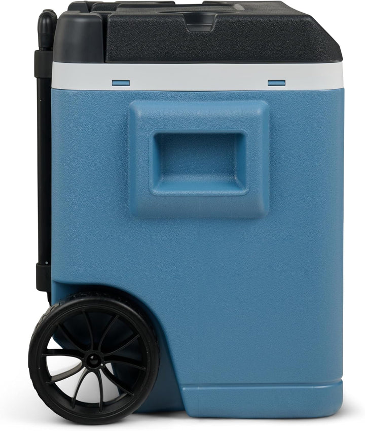 IGLOO IP42 Roller Kühlbox 42L – Passiv-Kühlbox mit Rollen und Teleskopgriff, eisblaue Thermobox für