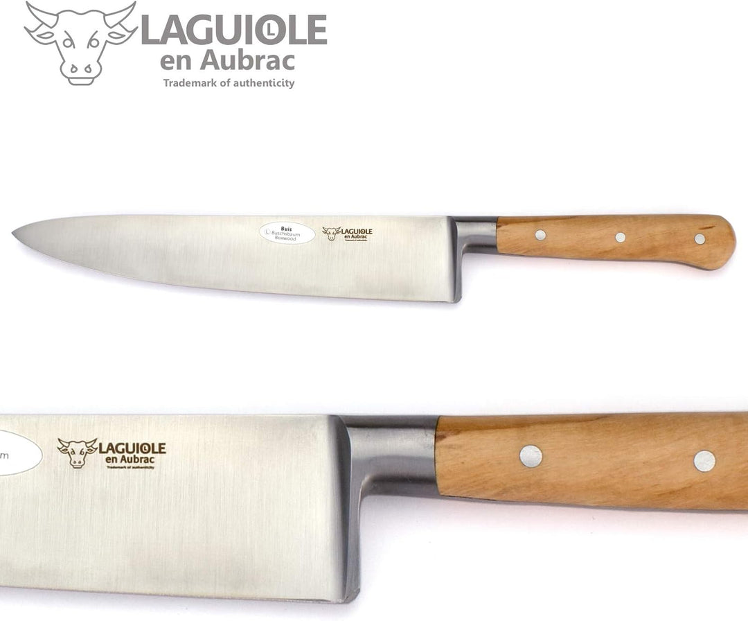 Laguiole en Aubrac Kochmesser Küchenmesser - Klinge 20 cm - Griff Buchsbaum - Geschmiedete Qualität