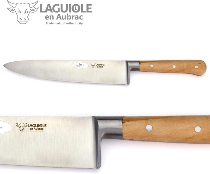 Laguiole en Aubrac Kochmesser Küchenmesser - Klinge 20 cm - Griff Buchsbaum - Geschmiedete Qualität