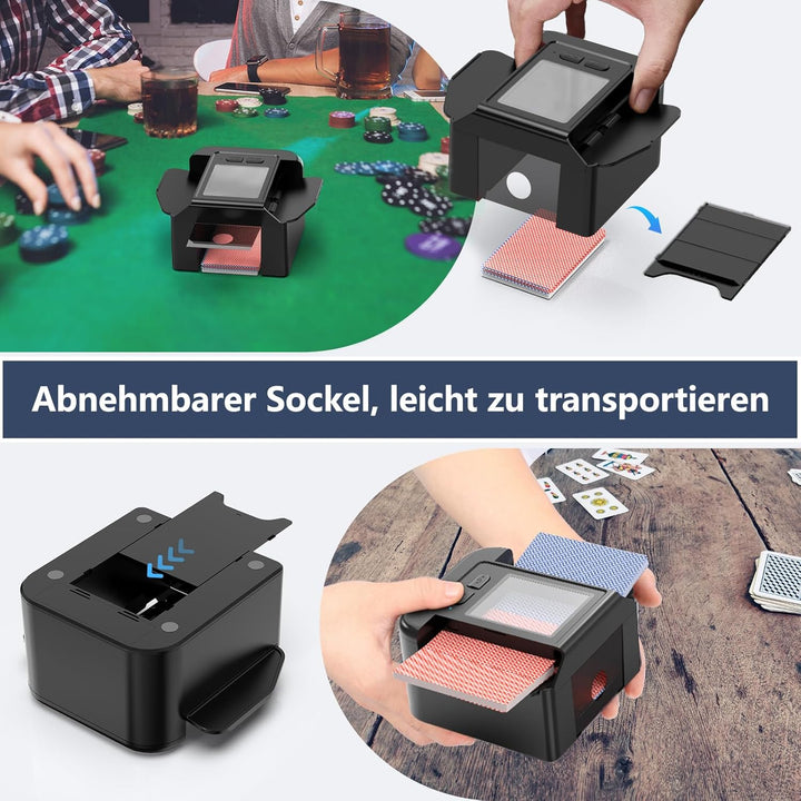 ShinePick Kartenmischmaschine Elektrische für 1-2 Decks, 2000mAh Karten Mischmaschine Automatischer