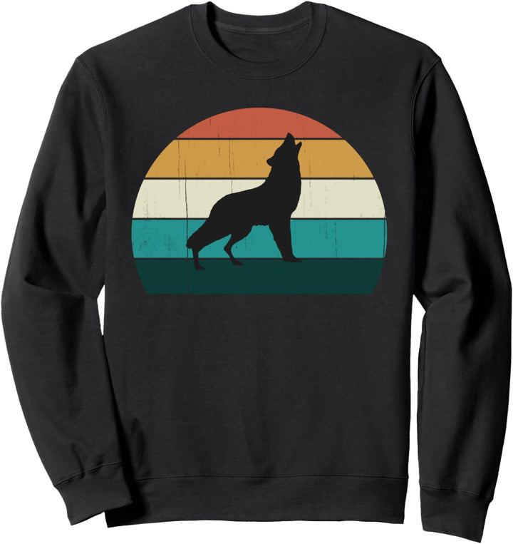 Cool Sunset Grey Wolf Howl - Retro / Vintage Wilde Wölfe Sweatshirt