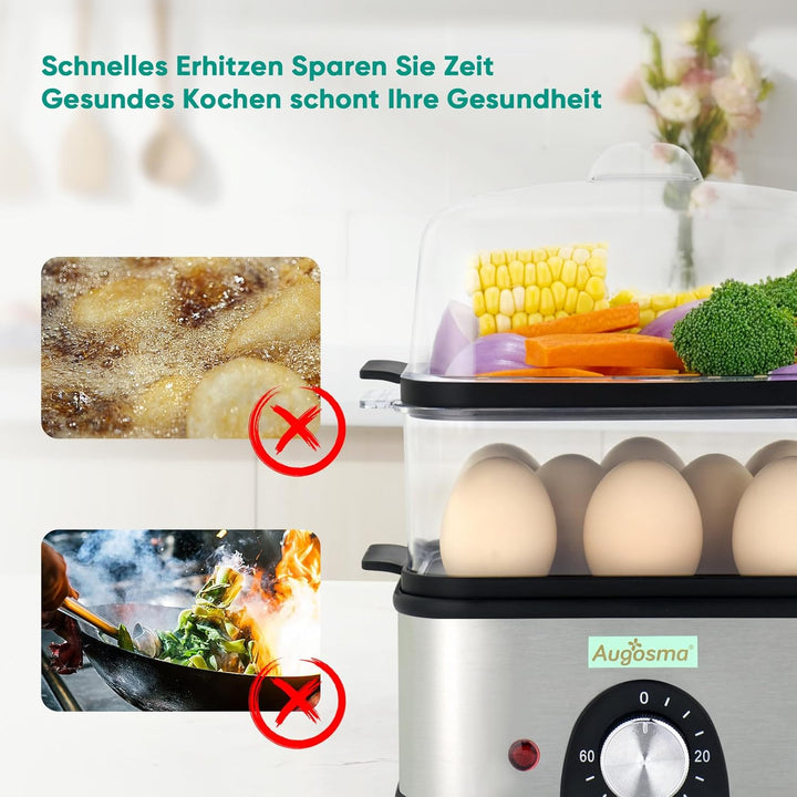 2 Etagen elektrischer Dampfgarer zum Kochen, Multi-Gemüse-Dampfgarer mit BPA-freien stapelbaren Körb
