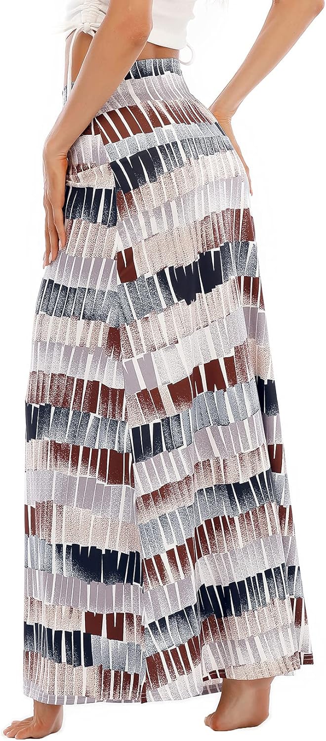 Durio Rock Maxirock Lang Damen Rock Weich Sommerrock Elegant Freizeitrock mit Hohem Bund Elastisch S