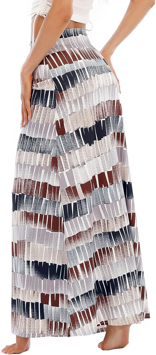 Durio Rock Maxirock Lang Damen Rock Weich Sommerrock Elegant Freizeitrock mit Hohem Bund Elastisch S