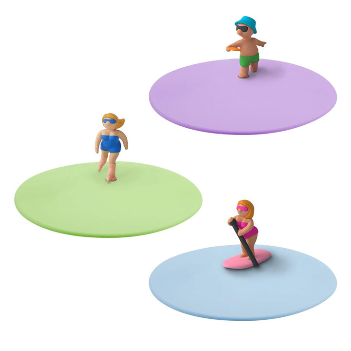 LURCH Mein Deckel Summer Fun 3er Set, Glasabdeckung aus BPA-freiem Platin Silikon Ø 10,5cm, Bunt, Su