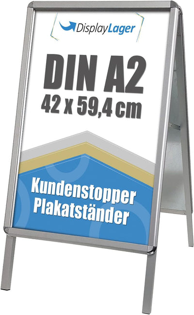 DisplayLager, Dänische Qualität - Kundenstopper Alu-Line Rondo inkl. 2 x APET für 2 Plakate (beidsei