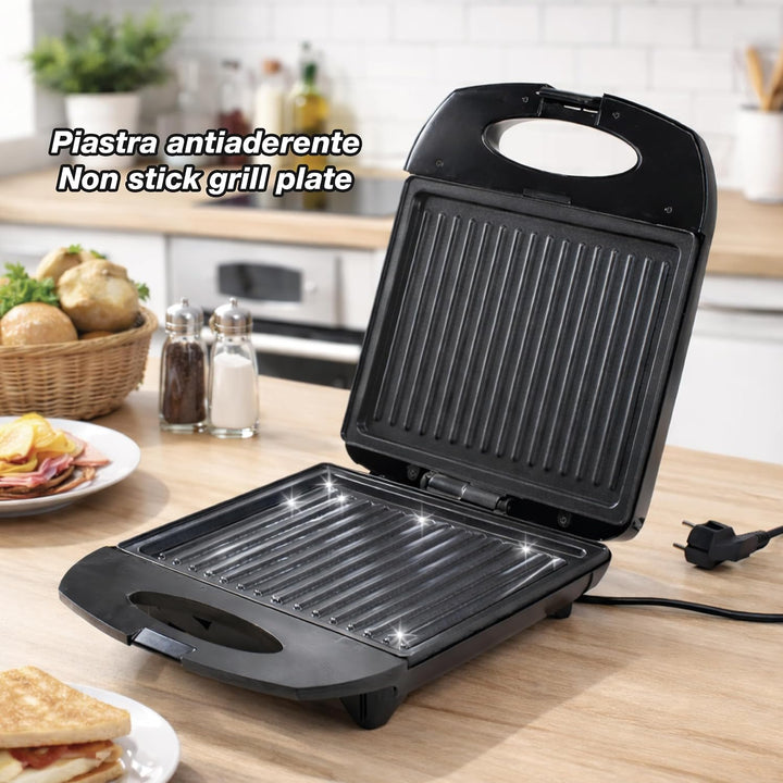 BEPER P101TOS040 Elektrischer Toaster für 4 Scheiben „Family Grill“, Toast- und Sandwich-Grillplatte
