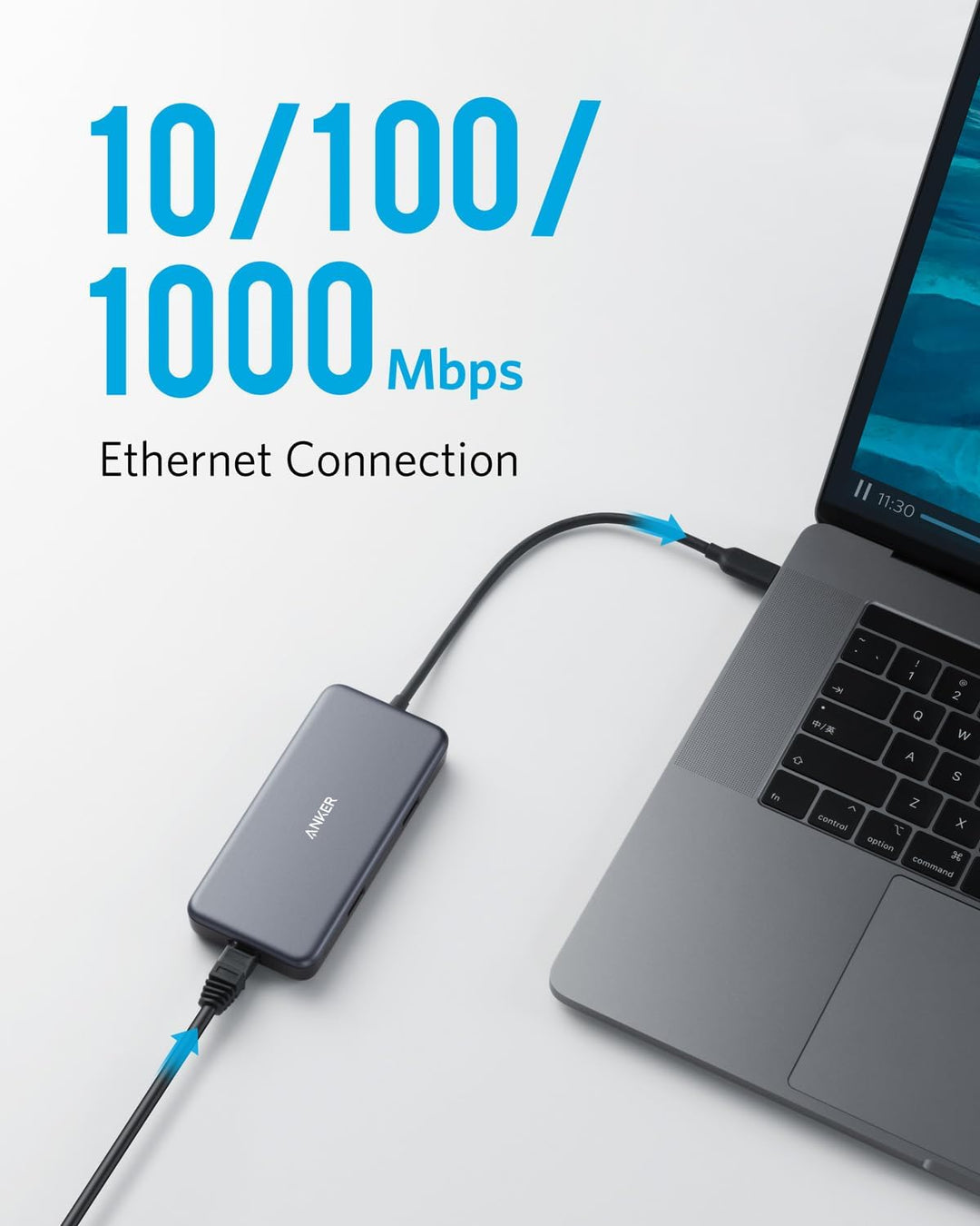 Anker USB C Hub, 7 in 1 PowerExpand+ Adapter mit 4K HDMI, 60W Power Delivery, 1GBPS Ethernet, 2 USB