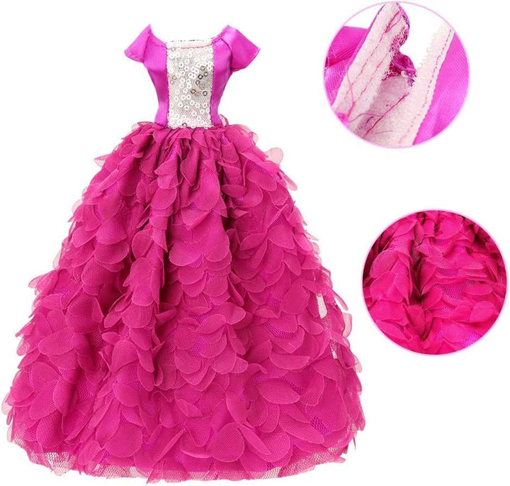 Miunana 27 Puppenkleidung Kleidung Schmuck Zubehör Hochzeit Party Abendkleider für Puppen = 10 Kleid