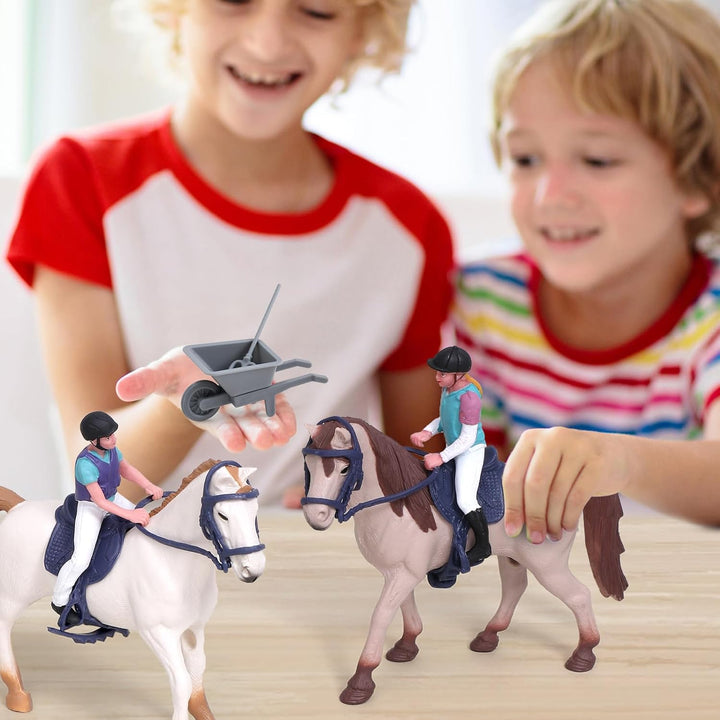 Tacobear Pferde Spielzeug Horse Spielset Pferdekoppel Pferdestall Hindernisse Pferdefiguren Sammelfi