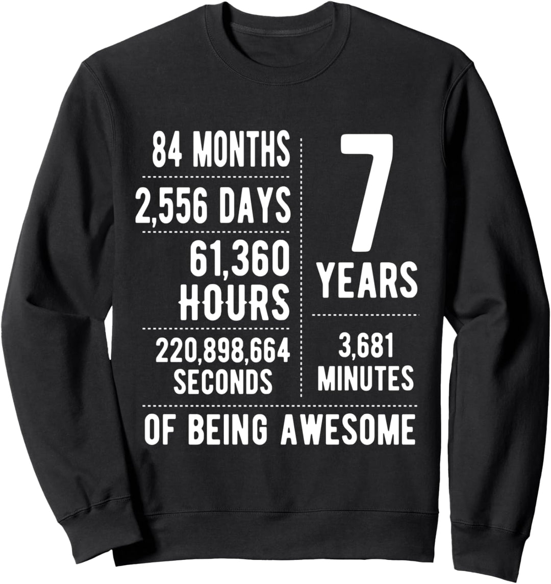 Geschenkidee zum 7. Geburtstag für Jungen und Mädchen, lustig, 7 Jahre alt Sweatshirt