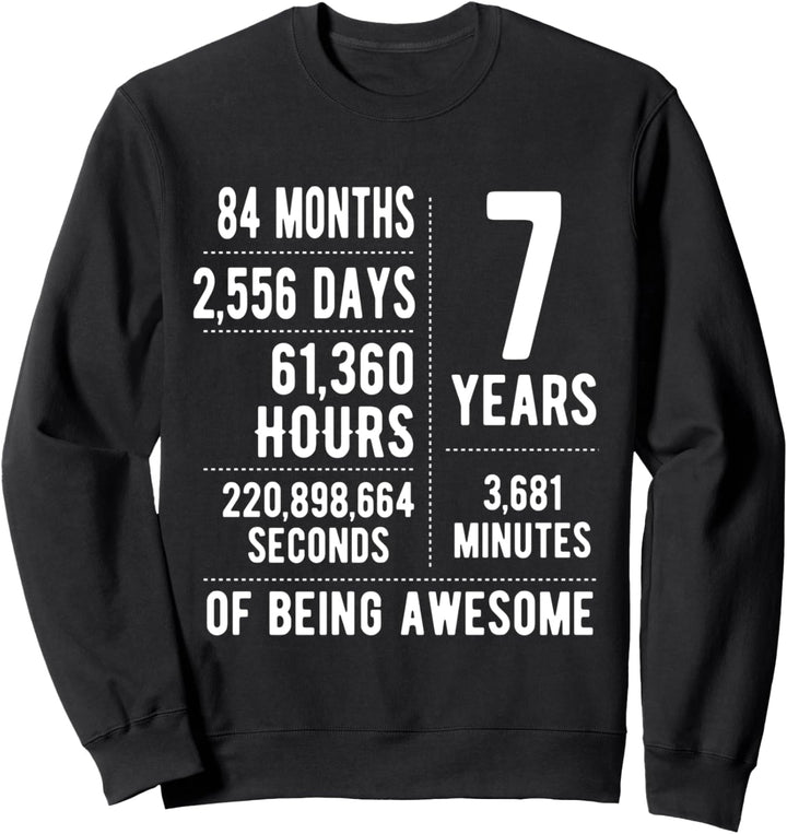 Geschenkidee zum 7. Geburtstag für Jungen und Mädchen, lustig, 7 Jahre alt Sweatshirt